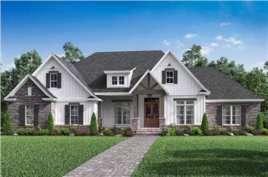 4-Bedroom, 2589 Sq Ft Country House Plan - 142-1189 - Front Exterior