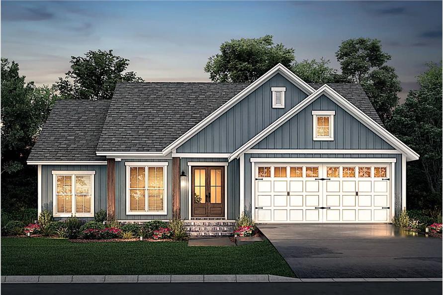 Home at Night of this 3-Bedroom, 1521 Sq Ft Plan - 142-1229