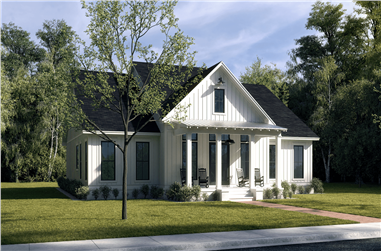3-Bedroom, 2455 Sq Ft Traditional House Plan - 142-1409 - Front Exterior