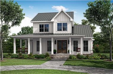 4-Bedroom, 2628 Sq Ft Farmhouse House Plan - 142-1410 - Front Exterior