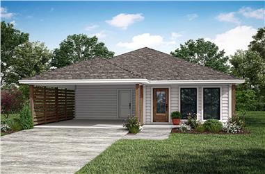 3-Bedroom, 1296 Sq Ft Ranch House Plan - 142-1448 - Front Exterior