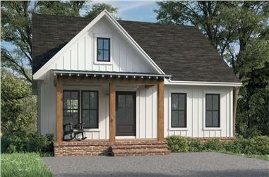 2-Bedroom, 981 Sq Ft Small Farmhouse House Plan - 142-1455 - Front Exterior