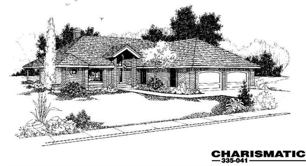 Front view of Ranch home (ThePlanCollection: House Plan #145-1016)