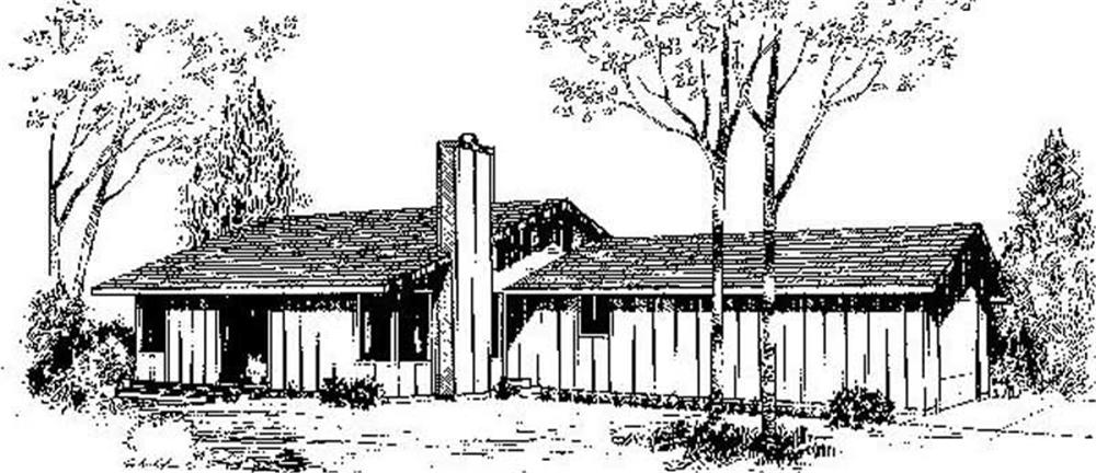Front view of Ranch home (ThePlanCollection: House Plan #145-1030)
