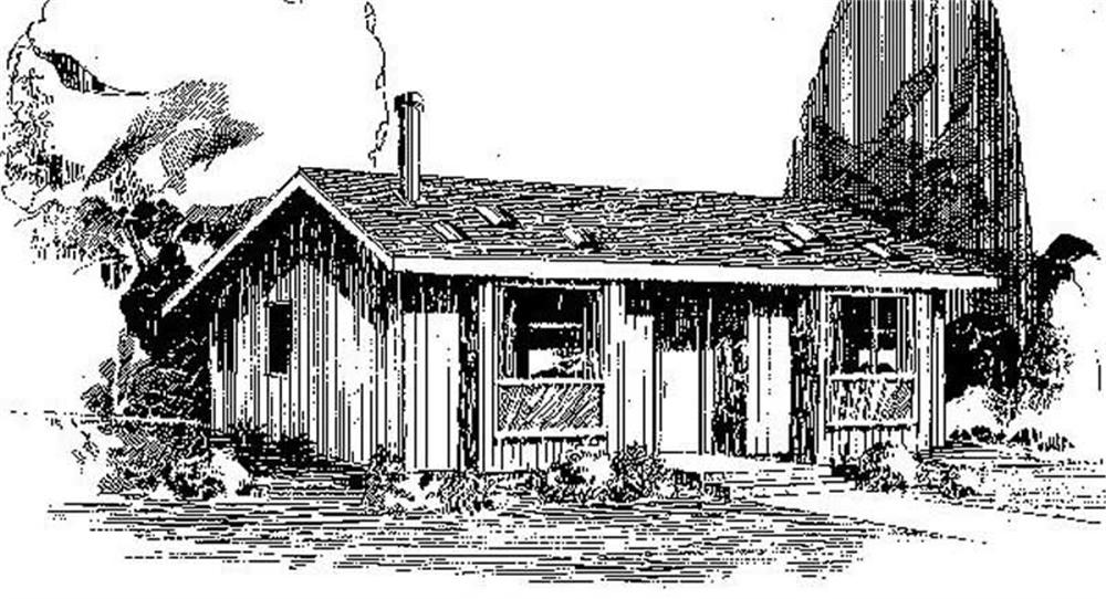 Front view of Log Cabin home (ThePlanCollection: House Plan #145-1031)