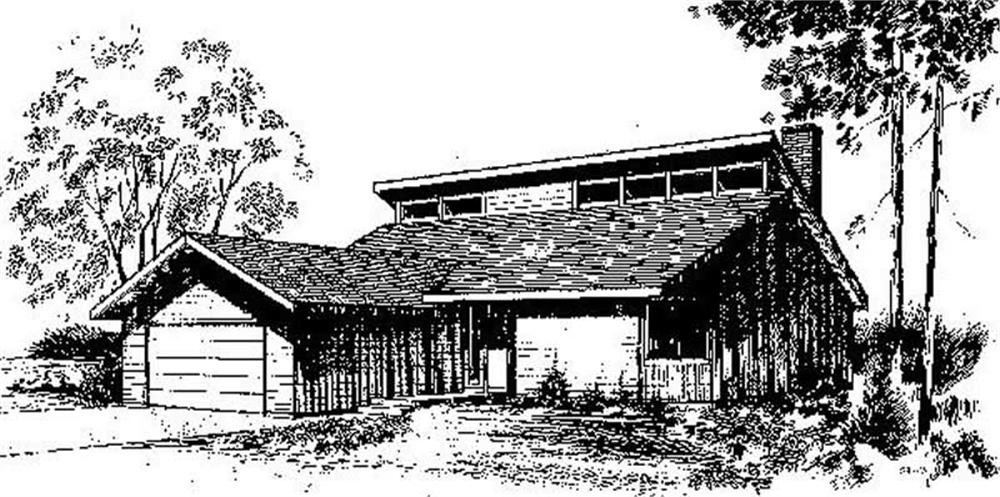 Front view of Log Cabin home (ThePlanCollection: House Plan #145-1039)