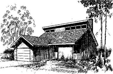 3-Bedroom, 1311 Sq Ft Log Cabin House Plan - 145-1039 - Front Exterior