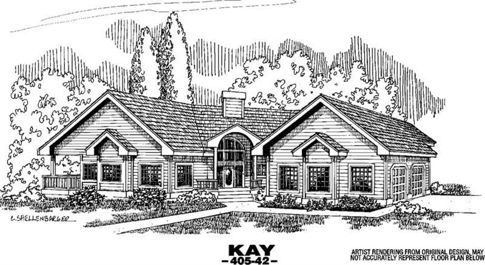 Front view of Country home (ThePlanCollection: House Plan #145-1043)