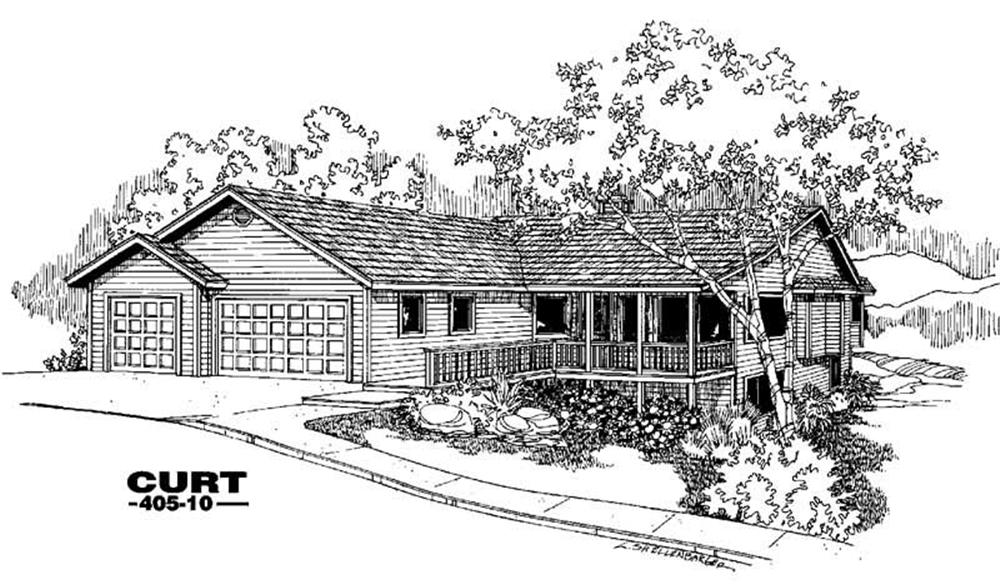 Front view of Country home (ThePlanCollection: House Plan #145-1057)