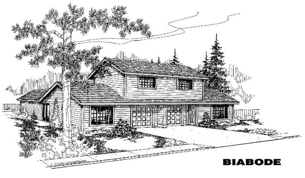 Front view of Duplex home (ThePlanCollection: House Plan #145-1059)