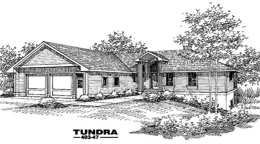 Front view of Ranch home (ThePlanCollection: House Plan #145-1076)