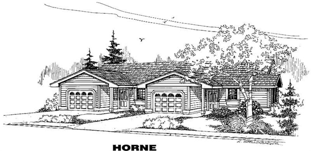 Front view of Duplex/Multi-Family home (ThePlanCollection: House Plan #145-1077)