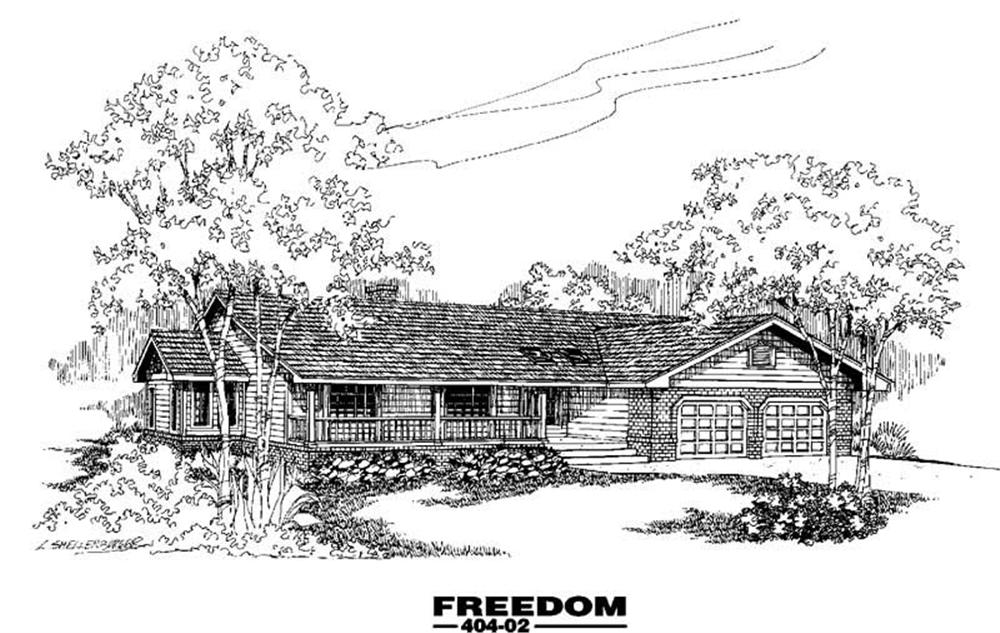 Front view of Ranch home (ThePlanCollection: House Plan #145-1078)