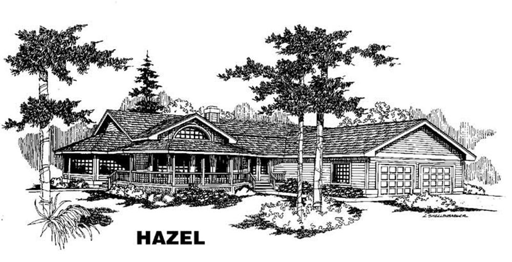 Front view of Ranch home (ThePlanCollection: House Plan #145-1079)