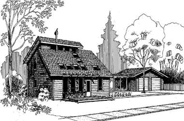3-Bedroom, 1374 Sq Ft Log Cabin House Plan - 145-1081 - Front Exterior