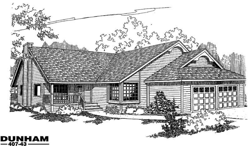 Front view of Country home (ThePlanCollection: House Plan #145-1085)