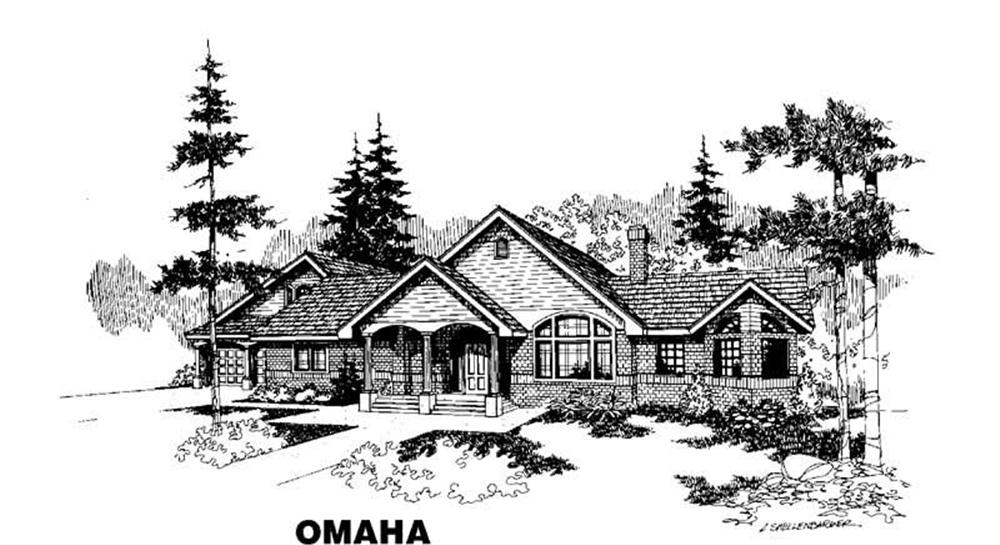Front view of Ranch home (ThePlanCollection: House Plan #145-1089)