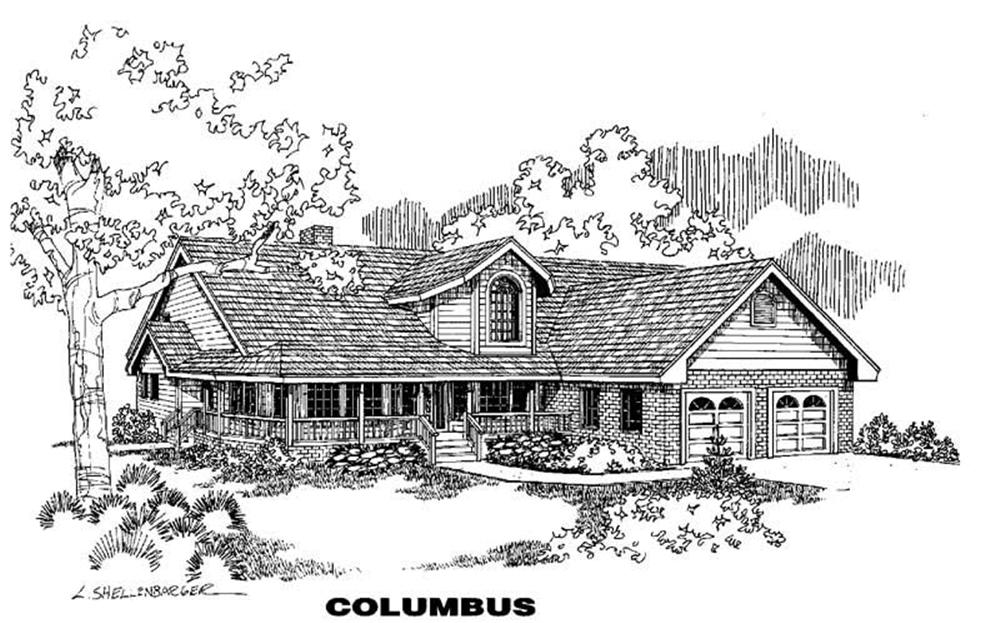 Front view of Country home (ThePlanCollection: House Plan #145-1090)