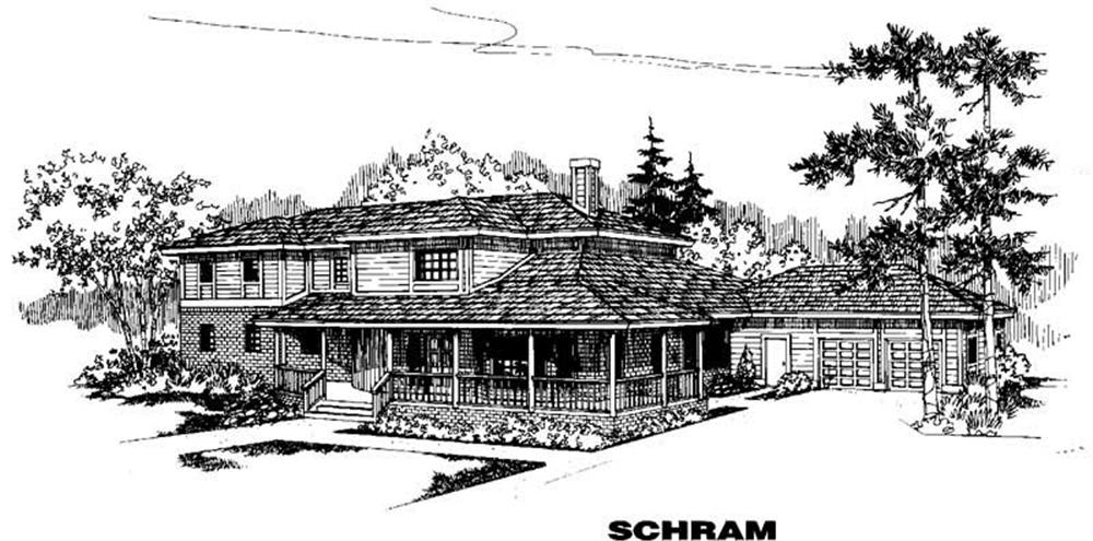 Front view of Country home (ThePlanCollection: House Plan #145-1108)