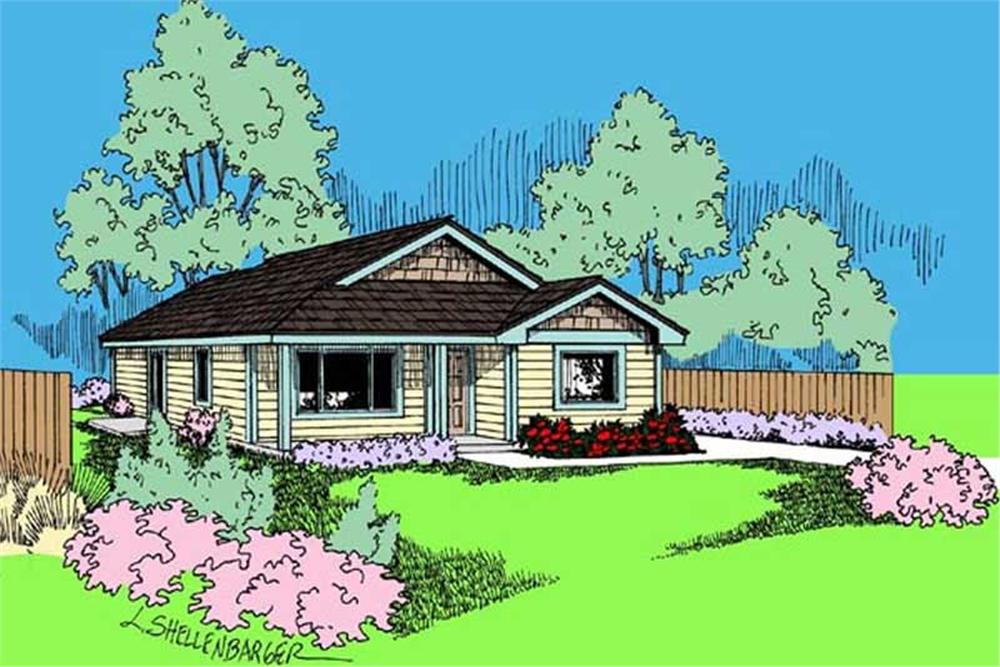 Front view of Ranch home (ThePlanCollection: House Plan #145-1112)