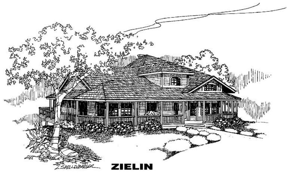 Front view of Country home (ThePlanCollection: House Plan #145-1116)