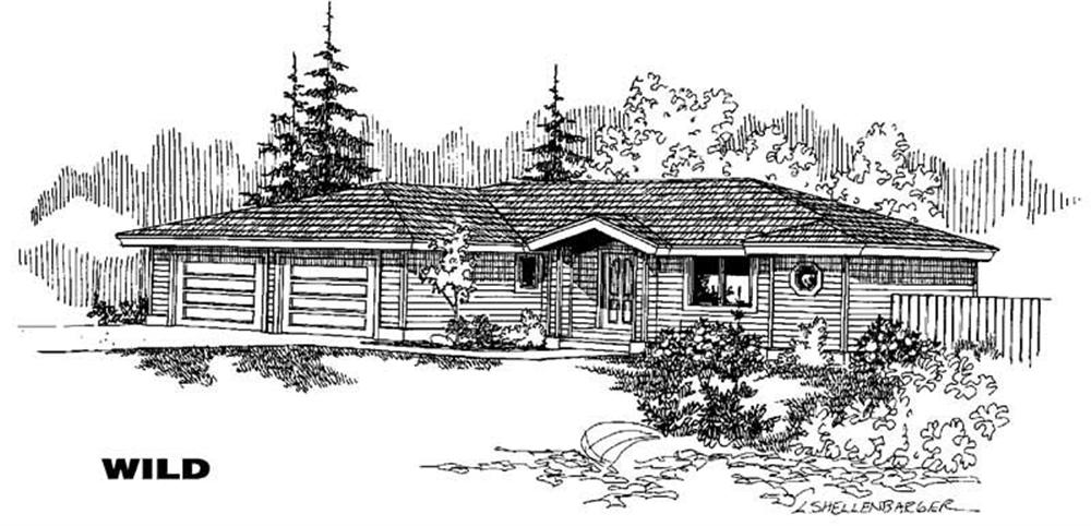 Front view of Ranch home (ThePlanCollection: House Plan #145-1119)
