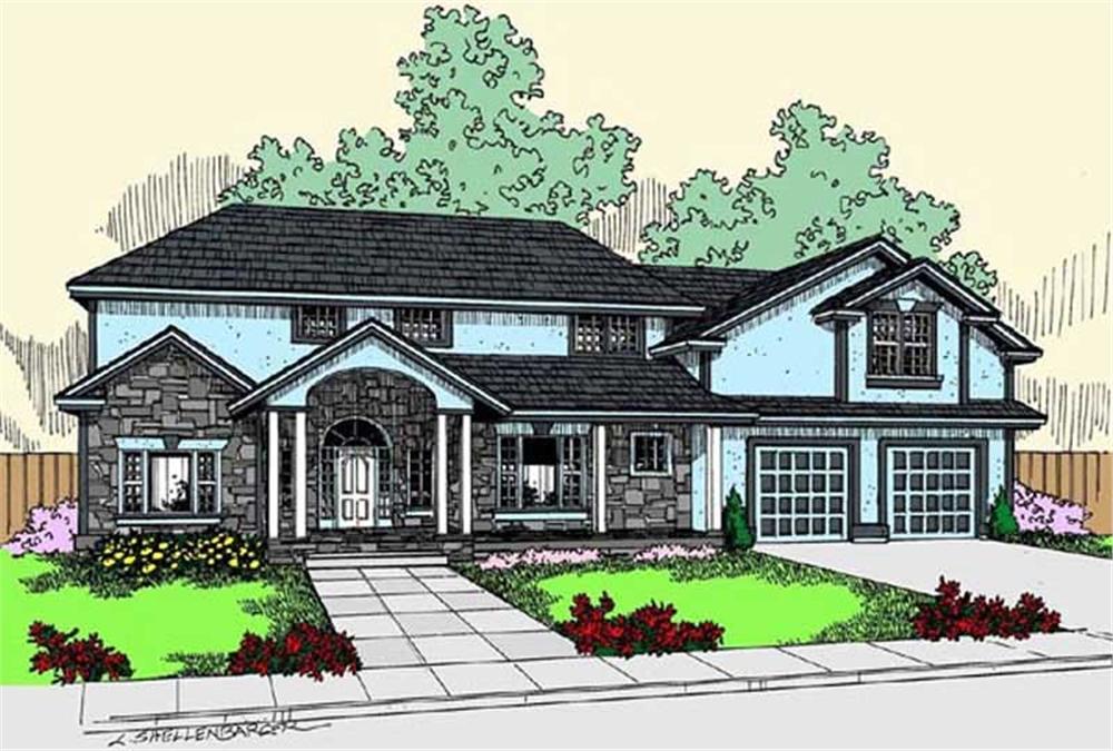Front view of Traditional home (ThePlanCollection: House Plan #145-1130)