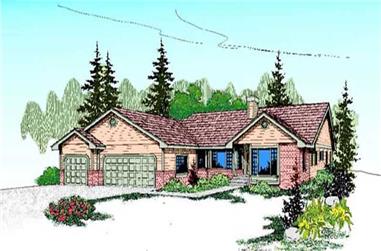 3-Bedroom, 2544 Sq Ft Ranch House Plan - 145-1135 - Front Exterior