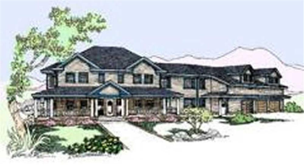 Front view of Country home (ThePlanCollection: House Plan #145-1146)