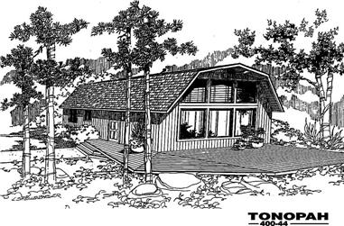 3-Bedroom, 1260 Sq Ft Log Cabin House Plan - 145-1154 - Front Exterior