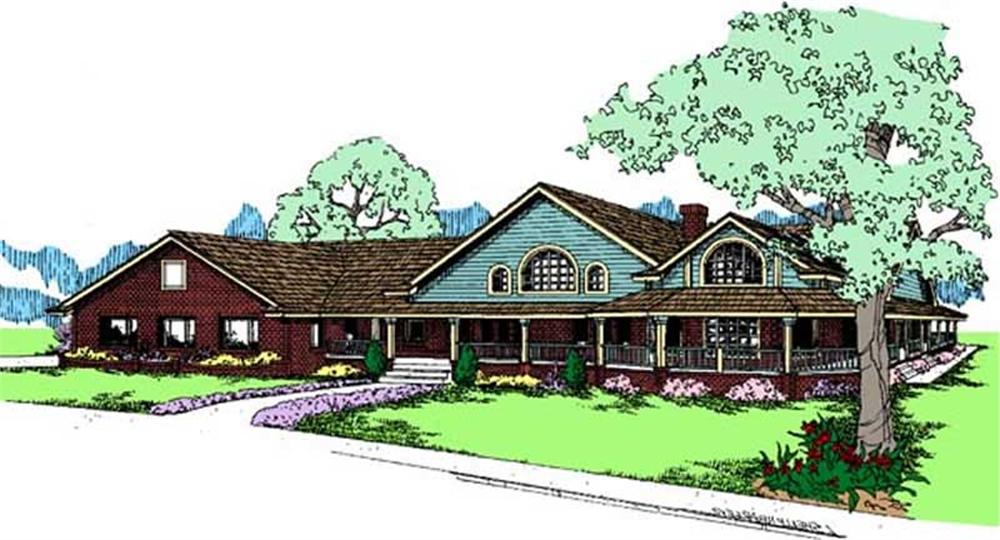 Front view of Country home (ThePlanCollection: House Plan #145-1158)
