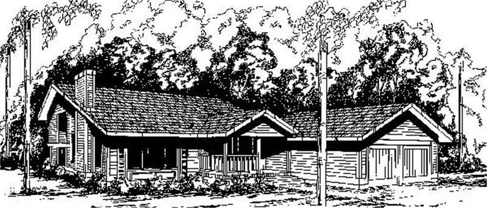 Front view of Country home (ThePlanCollection: House Plan #145-1166)