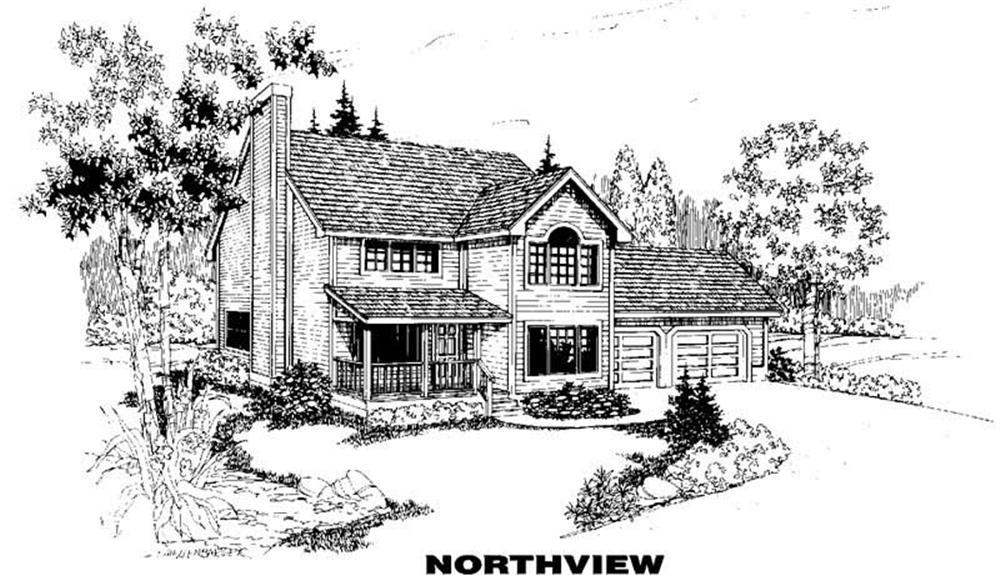 Front view of Country home (ThePlanCollection: House Plan #145-1184)