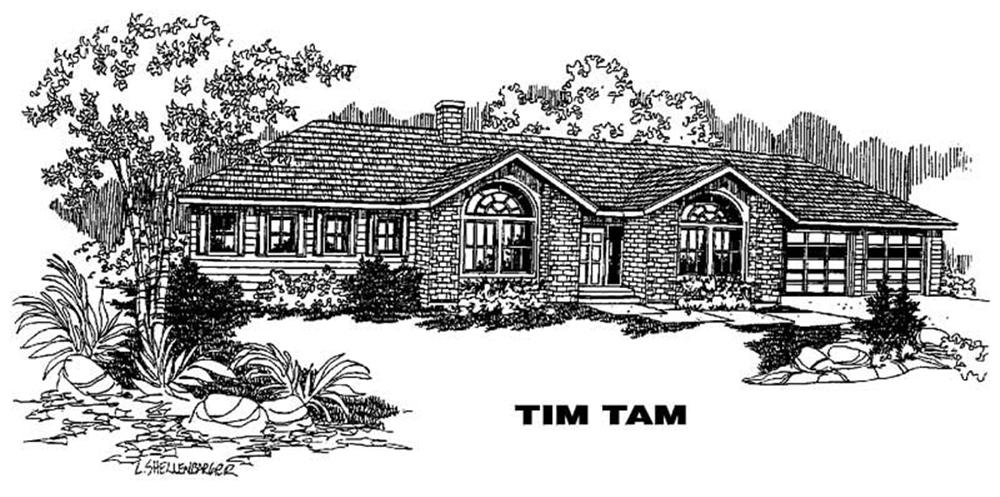 Front view of Ranch home (ThePlanCollection: House Plan #145-1190)
