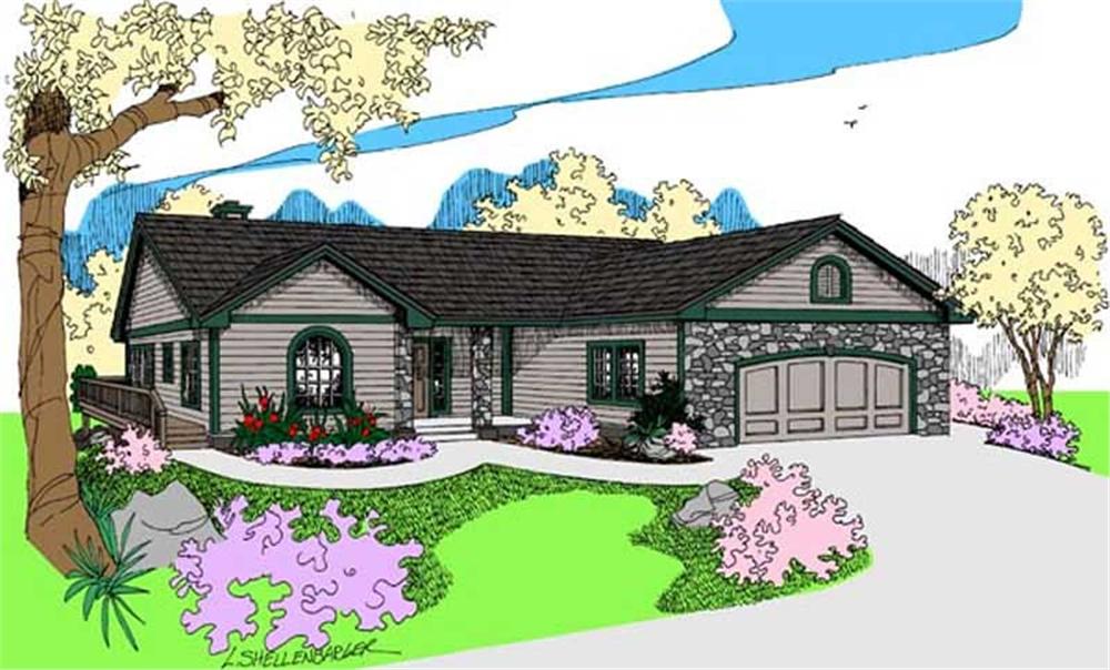 Front view of Luxury home (ThePlanCollection: House Plan #145-1200)