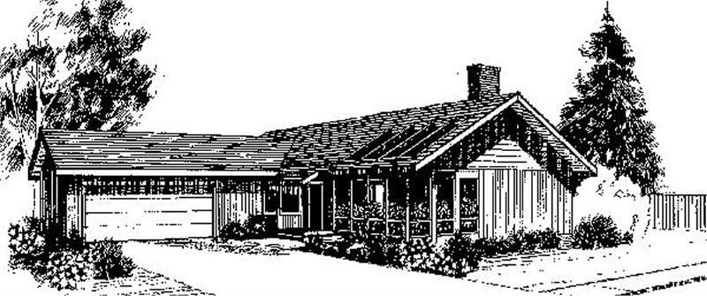 Front view of Ranch home (ThePlanCollection: House Plan #145-1201)