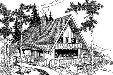 1-Bedroom, 1476 Sq Ft Log Cabin Home Plan - 145-1202 - Main Exterior
