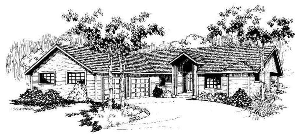 Front view of Ranch home (ThePlanCollection: House Plan #145-1207)