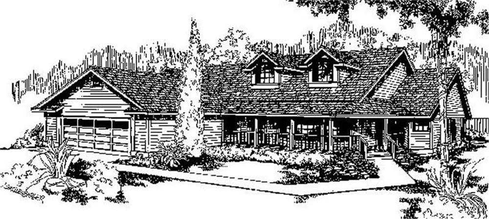 Front view of Country home (ThePlanCollection: House Plan #145-1210)
