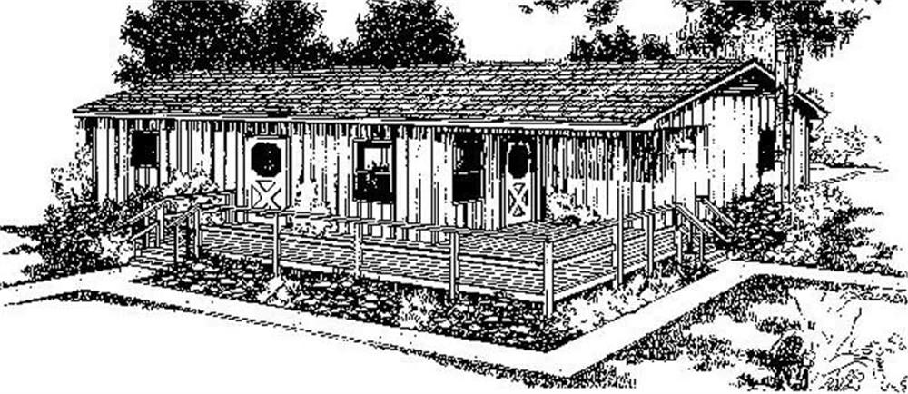 Front view of Log Cabin home (ThePlanCollection: House Plan #145-1212)