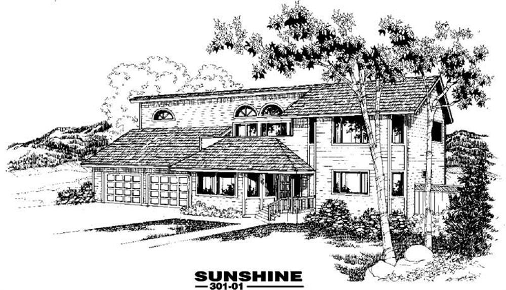 Front view of Ranch home (ThePlanCollection: House Plan #145-1220)
