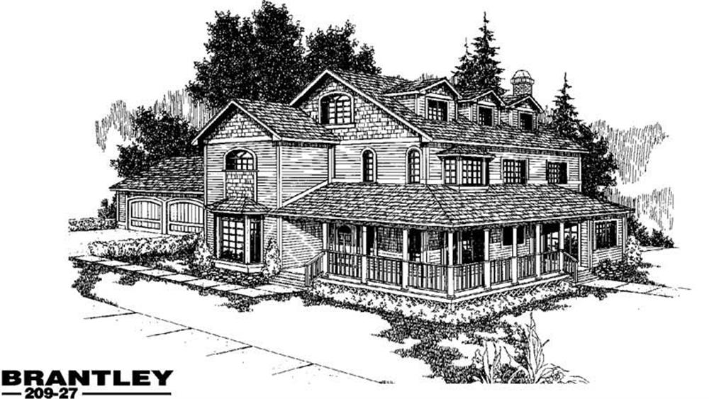Front view of Country home (ThePlanCollection: House Plan #145-1221)
