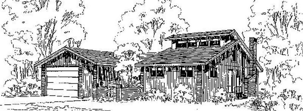Front view of Log Cabin home (ThePlanCollection: House Plan #145-1224)