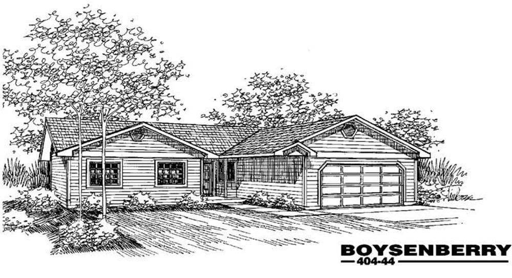 Front view of Ranch home (ThePlanCollection: House Plan #145-1225)