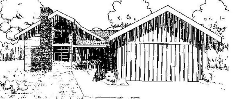 Front view of Ranch home (ThePlanCollection: House Plan #145-1232)