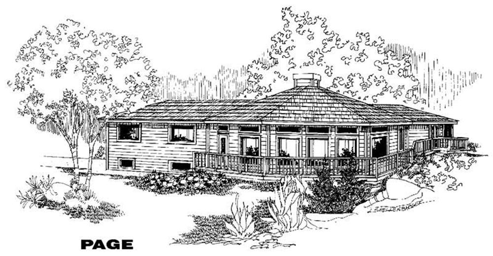 Front view of Ranch home (ThePlanCollection: House Plan #145-1244)