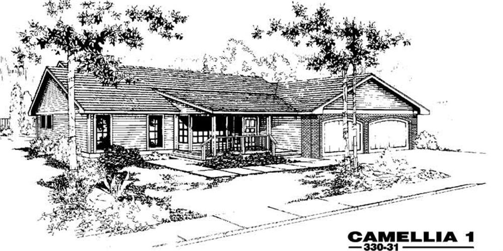 Front view of Country home (ThePlanCollection: House Plan #145-1246)