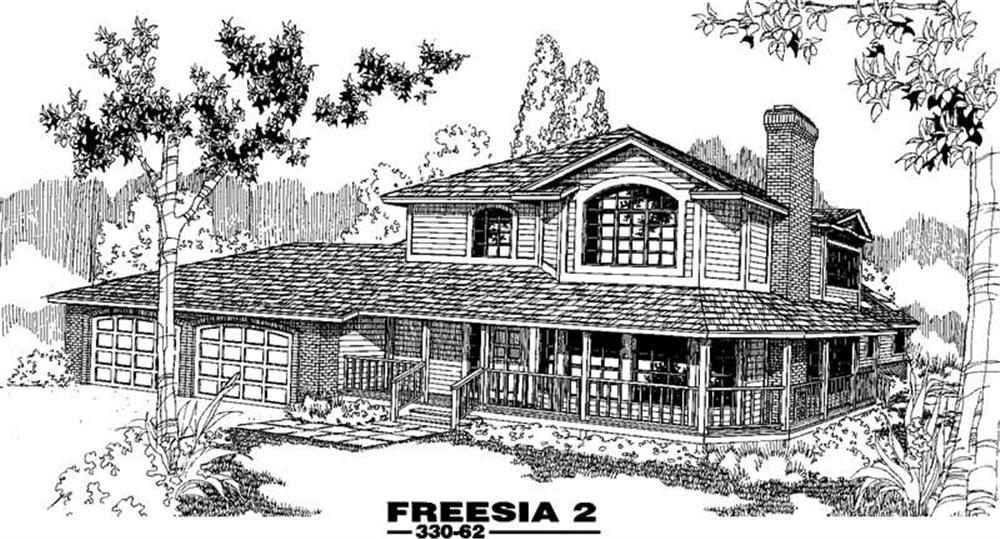 Front view of Farmhouse home (ThePlanCollection: House Plan #145-1250)