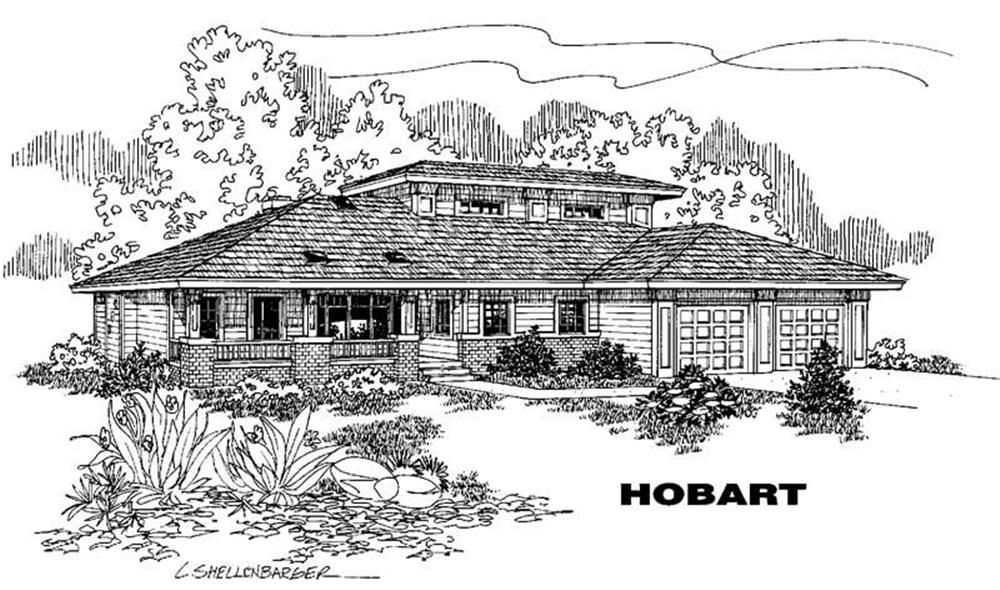 Front view of Ranch home (ThePlanCollection: House Plan #145-1275)