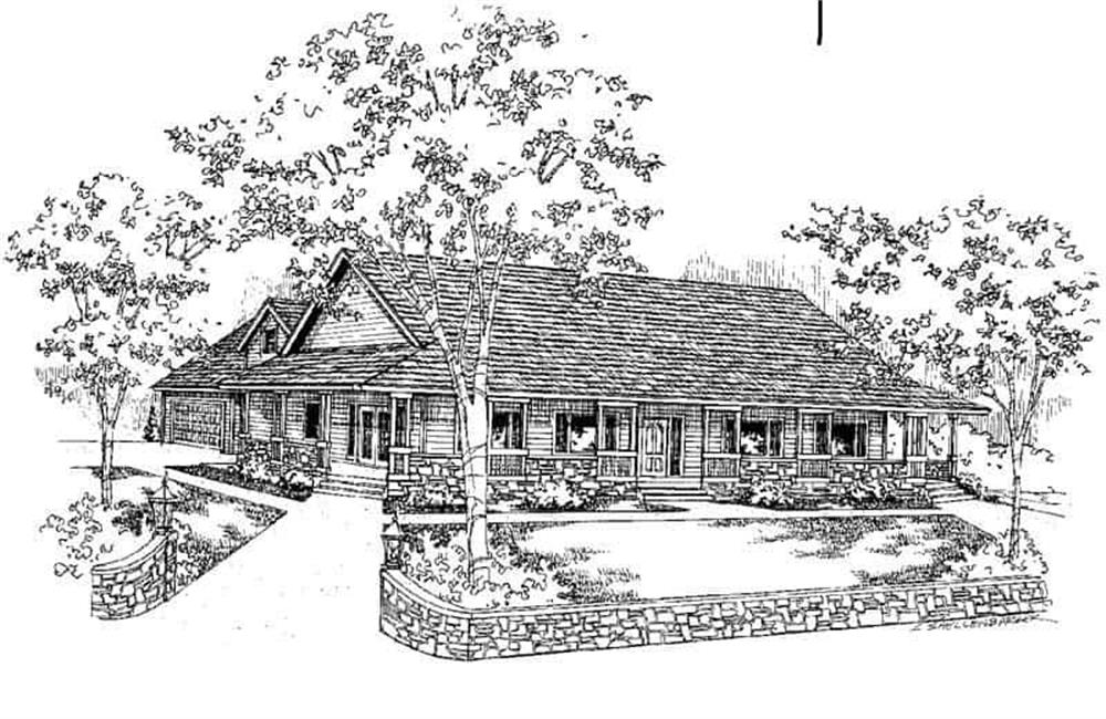 Front view of Ranch home (ThePlanCollection: House Plan #145-1276)